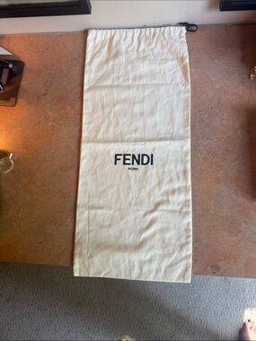 Fendi Cream Drawstring Logo Dust Bag